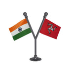 India & Isle of Man Dual Car Dashboard Flag of 2in x 3in With A Plastic Base