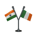 India & Ireland Dual Car Dashboard Flag of 2in x 3in With A Plastic Base