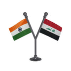 India & Iraq Dual Car Dashboard Flag of 2in x 3in With A Plastic Base
