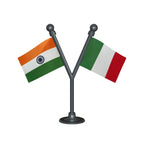 India & Italy Dual Car Dashboard Flag of 2in x 3in With A Plastic Base
