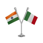 India & Italy Dual Car Dashboard Flag of 2in x 3in With A Plastic Base
