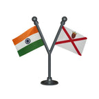 India & Jersey Dual Car Dashboard Flag of 2in x 3in With A Plastic Base