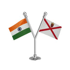 India & Jersey Dual Car Dashboard Flag of 2in x 3in With A Plastic Base