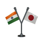 India & Japan Dual Car Dashboard Flag of 2in x 3in With A Plastic Base