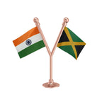 India & Jamaica Dual Car Dashboard Flag of 2in x 3in With A Plastic Base