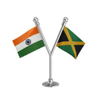 India & Jamaica Dual Car Dashboard Flag of 2in x 3in With A Plastic Base