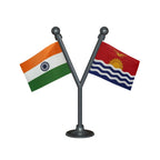 India & Kiribati Dual Car Dashboard Flag of 2in x 3in With A Plastic Base