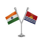 India & Kiribati Dual Car Dashboard Flag of 2in x 3in With A Plastic Base