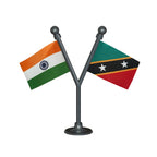 India & Saint Kitts & Nevis Dual Car Dashboard Flag of 2in x 3in With A Plastic Base