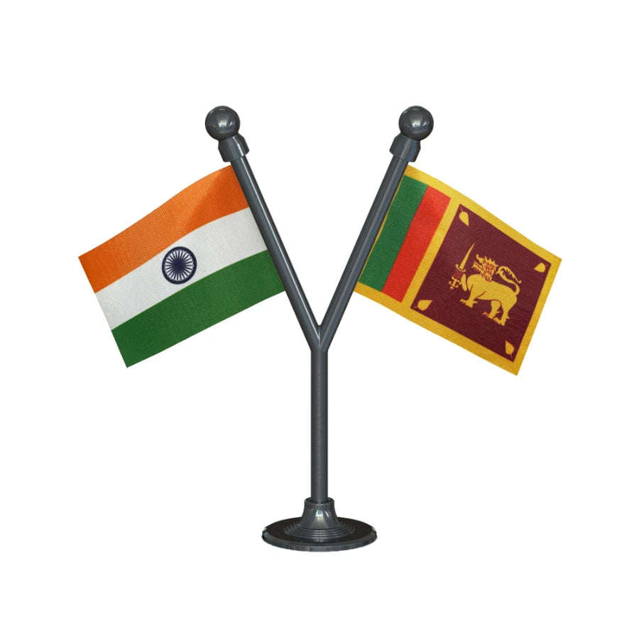India & Sri Lanka Dual Car Dashboard Flag of 2in x 3in With A Plastic Base