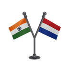 India & Luxembourg Dual Car Dashboard Flag of 2in x 3in With A Plastic Base