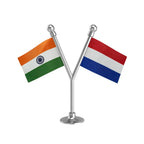 India & Luxembourg Dual Car Dashboard Flag of 2in x 3in With A Plastic Base