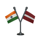 India & Latvia Dual Car Dashboard Flag of 2in x 3in With A Plastic Base