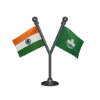 India &  Macao Dual Car Dashboard Flag of 2in x 3in With A Plastic Base