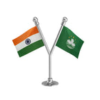 India &  Macao Dual Car Dashboard Flag of 2in x 3in With A Plastic Base