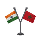 India & Morocco Dual Car Dashboard Flag of 2in x 3in With A Plastic Base