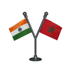 India & Morocco Dual Car Dashboard Flag of 2in x 3in With A Plastic Base