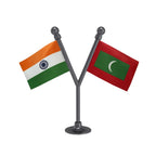 India &  Maldives Dual Car Dashboard Flag of 2in x 3in With A Plastic Base