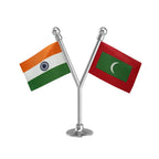 India &  Maldives Dual Car Dashboard Flag of 2in x 3in With A Plastic Base