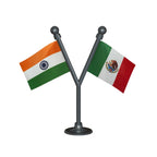 India & Mexico Dual Car Dashboard Flag of 2in x 3in With A Plastic Base