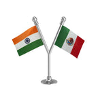 India & Mexico Dual Car Dashboard Flag of 2in x 3in With A Plastic Base