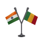India & Mali Dual Car Dashboard Flag of 2in x 3in With A Plastic Base