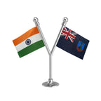 India & Montserrat Dual Car Dashboard Flag of 2in x 3in With A Plastic Base
