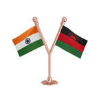India & Malawi Dual Car Dashboard Flag of 2in x 3in With A Plastic Base