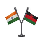 India & Malawi Dual Car Dashboard Flag of 2in x 3in With A Plastic Base