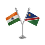 India & Namibia Dual Car Dashboard Flag of 2in x 3in With A Plastic Base