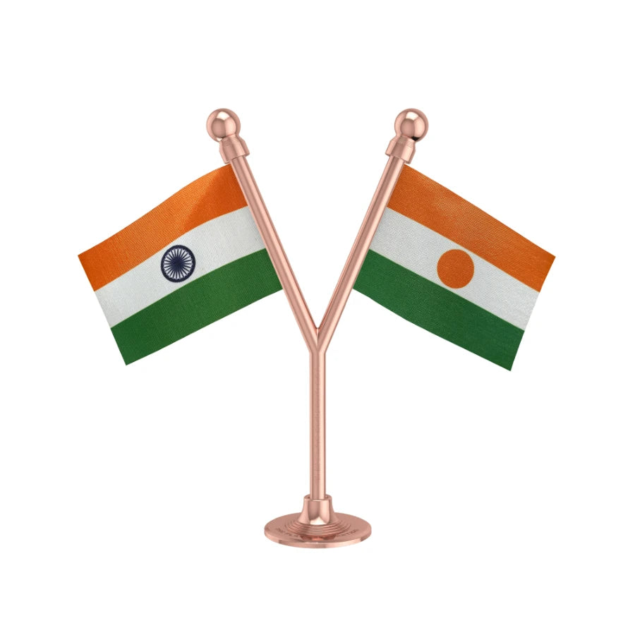 India & Niger Dual Car Dashboard Flag of 2in x 3in With A Plastic Base