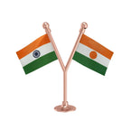 India & Niger Dual Car Dashboard Flag of 2in x 3in With A Plastic Base