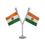 India & Niger Dual Car Dashboard Flag of 2in x 3in With A Plastic Base
