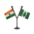 India & Norfolk Island Dual Car Dashboard Flag of 2in x 3in With A Plastic Base