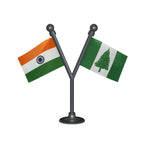 India & Norfolk Island Dual Car Dashboard Flag of 2in x 3in With A Plastic Base