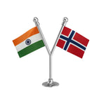 India & Norway Dual Car Dashboard Flag of 2in x 3in With A Plastic Base