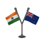 India & New Zealand Dual Car Dashboard Flag of 2in x 3in With A Plastic Base
