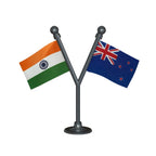 India & New Zealand Dual Car Dashboard Flag of 2in x 3in With A Plastic Base