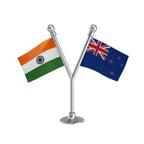 India & New Zealand Dual Car Dashboard Flag of 2in x 3in With A Plastic Base