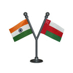 India & Oman Dual Car Dashboard Flag of 2in x 3in With A Plastic Base
