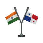 India & Panama Dual Car Dashboard Flag of 2in x 3in With A Plastic Base