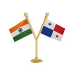 India & Panama Dual Car Dashboard Flag of 2in x 3in With A Plastic Base