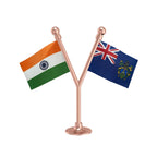India & Pitcairn Dual Car Dashboard Flag of 2in x 3in With A Plastic Base
