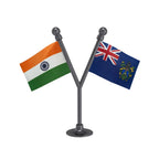 India & Pitcairn Dual Car Dashboard Flag of 2in x 3in With A Plastic Base