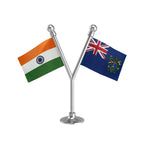 India & Pitcairn Dual Car Dashboard Flag of 2in x 3in With A Plastic Base