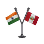 India & Perus Dual Car Dashboard Flag of 2in x 3in With A Plastic Base