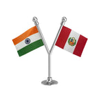India & Perus Dual Car Dashboard Flag of 2in x 3in With A Plastic Base