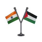 India & Palestine Dual Car Dashboard Flag of 2in x 3in With A Plastic Base