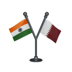 India & Qatar Dual Car Dashboard Flag of 2in x 3in With A Plastic Base