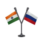 India & Russia Dual Car Dashboard Flag of 2in x 3in With A Plastic Base